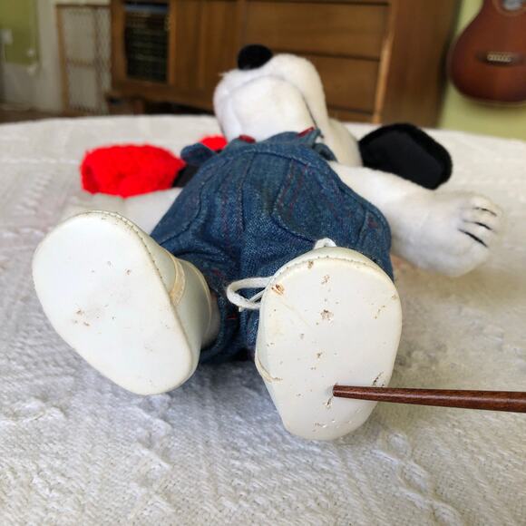 VTG 1968 Snoopy Plush Set of 2 United Feature  Overalls Shirt Sneakers 10" 12" - Picture 11 of 16
